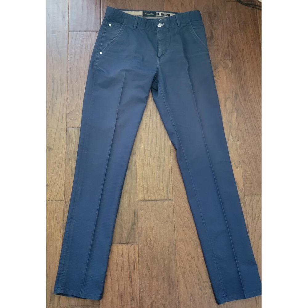 Massimo‎ Dutti Cotton Slim Fit Chino Pants Men's 30x33 Navy Blue Pockets